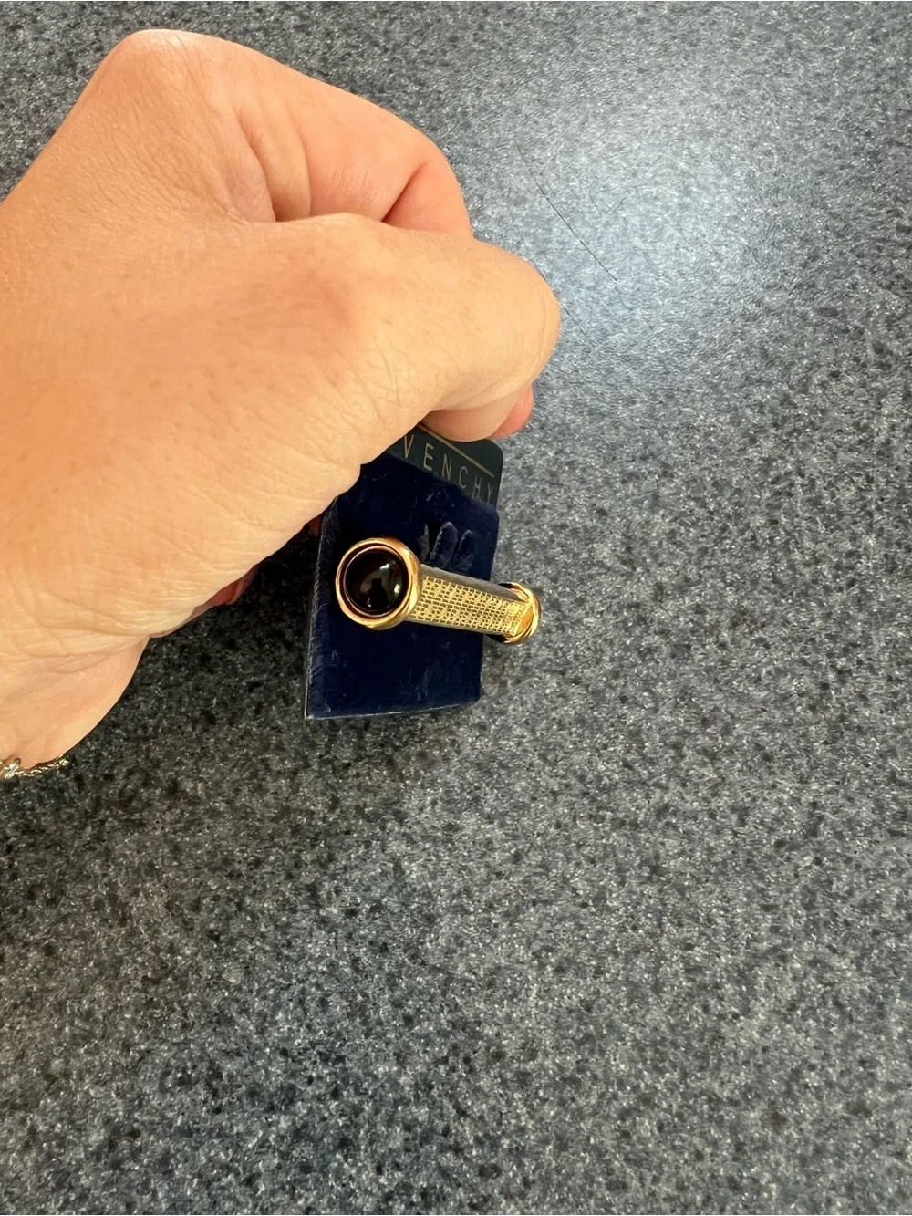 Givenchy Gold Engraved Bar Brooch